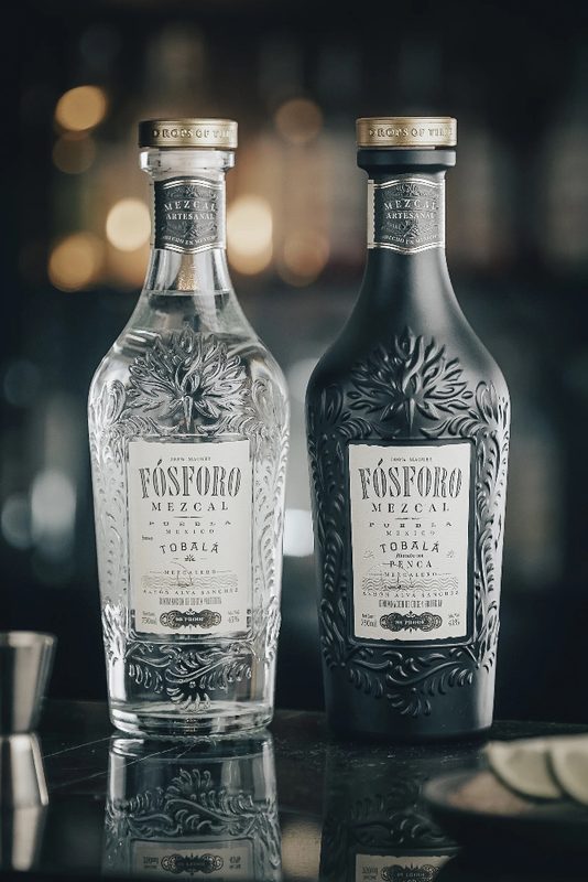 Fosforo Mezcal bottles.