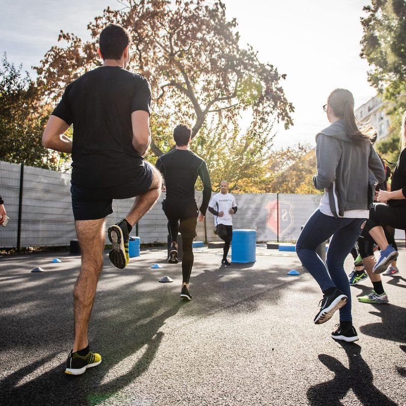 man in exercise class with others