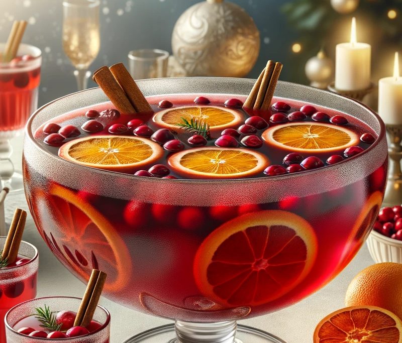 Holiday spice punch in a bowl