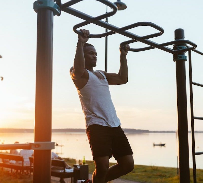 A man doing pull-ups