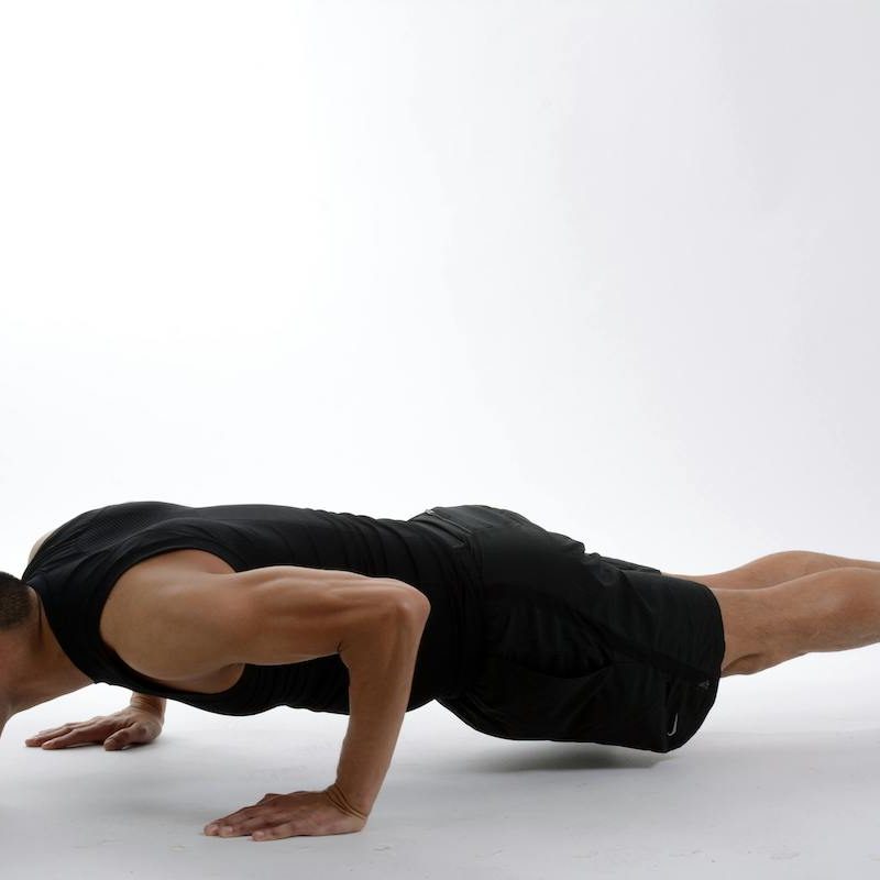 Man in a pushup posiiton