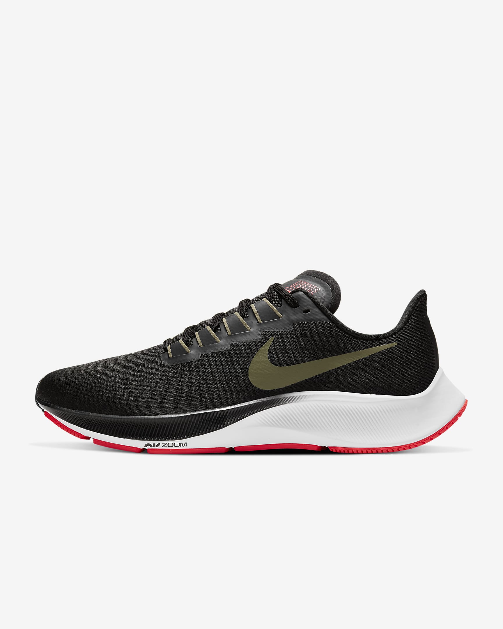 nike pegasus 37 men's running shoes black white and red