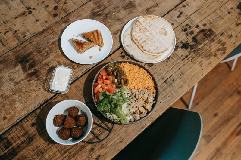 Plate of food divided into sections