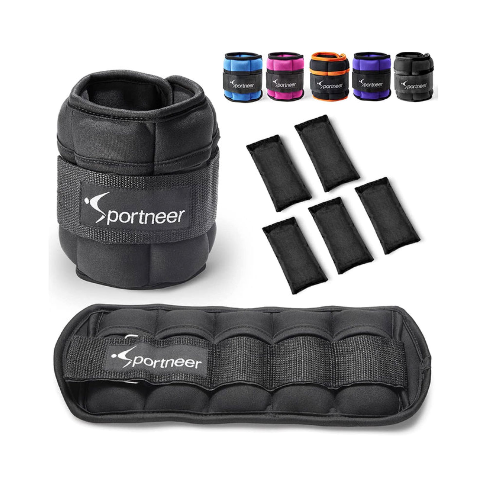 Sportneer Adjustable ankle weights on white background