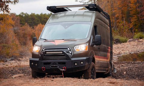 Vandoit Moov Ford Transit Camper Van driving off-road