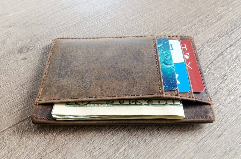 wallet sitting on table