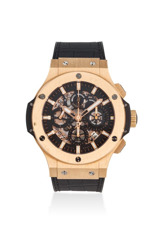 HUBLOT, PINK GOLD SKELETONIZED 'BIG BANG AERO' CHRONOGRAPH