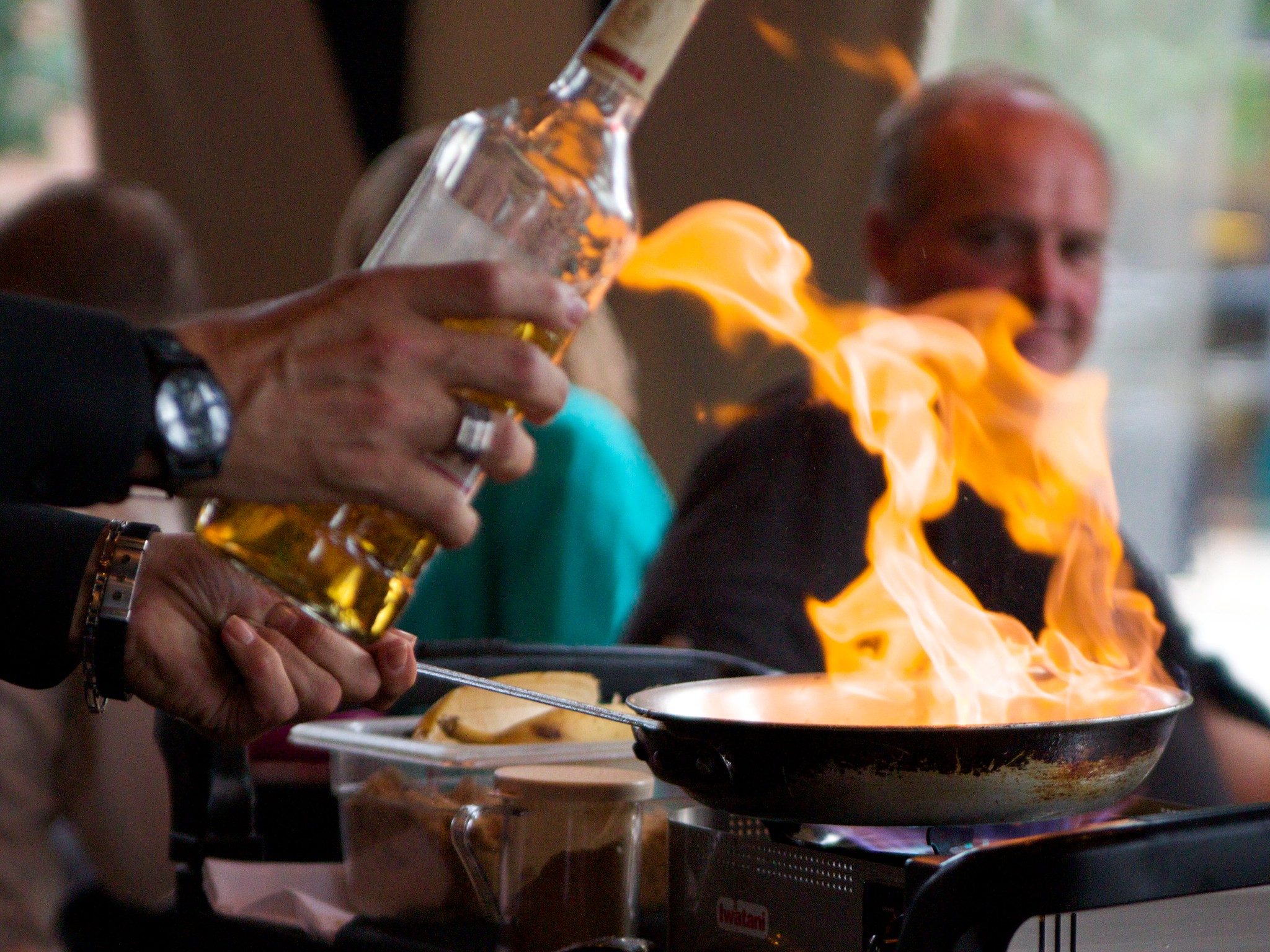 Person making Bananas Foster