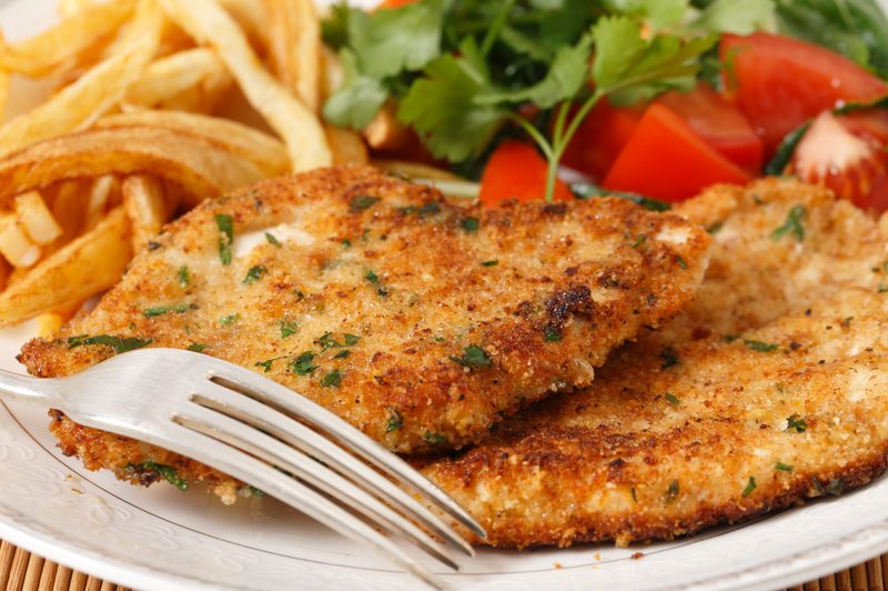 Breaded chicken dish