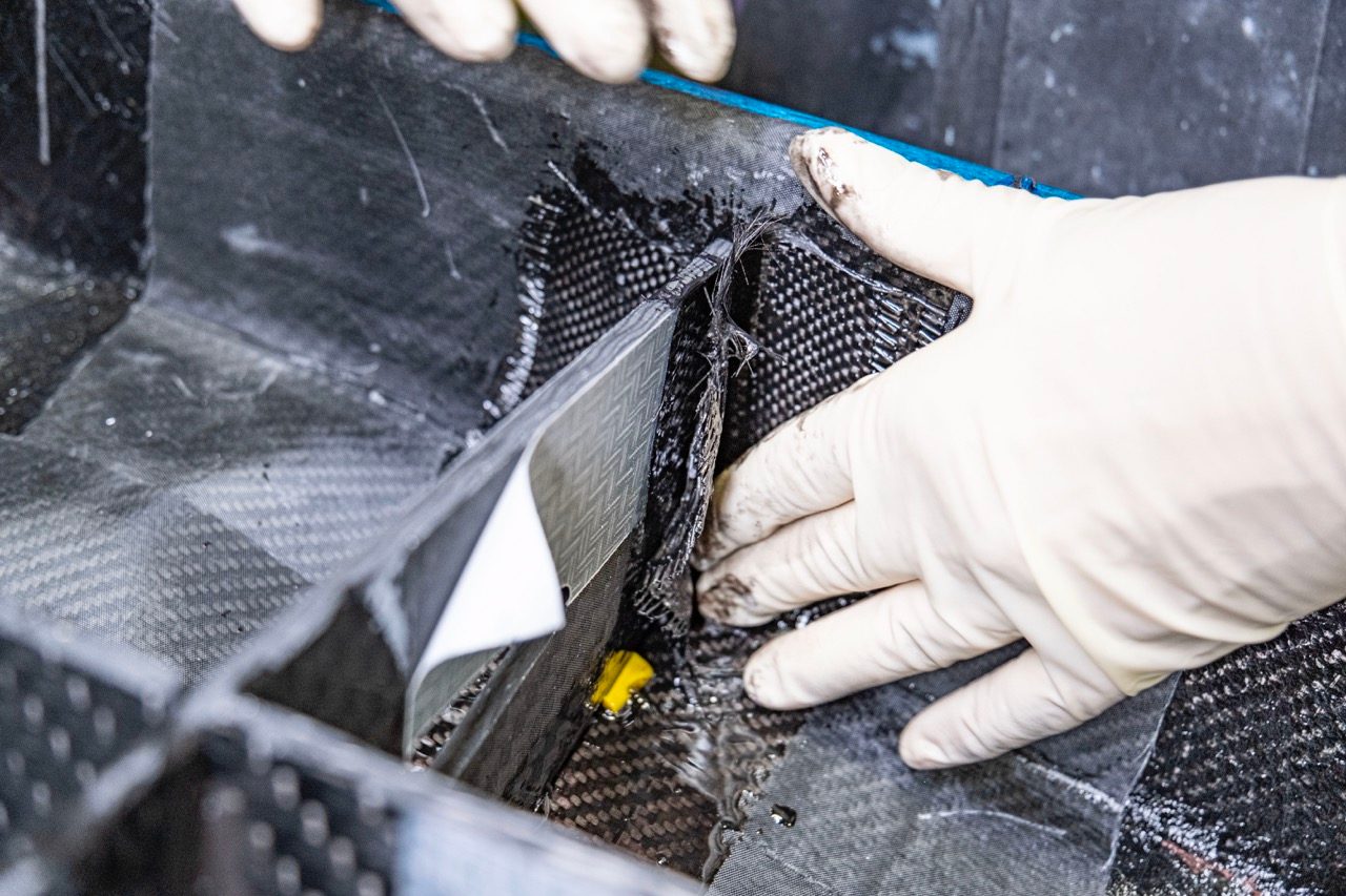 Carbon fiber layering in a mold