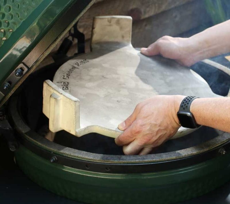 Big Green Egg convEGGtor plate for convection grill cooking your food.