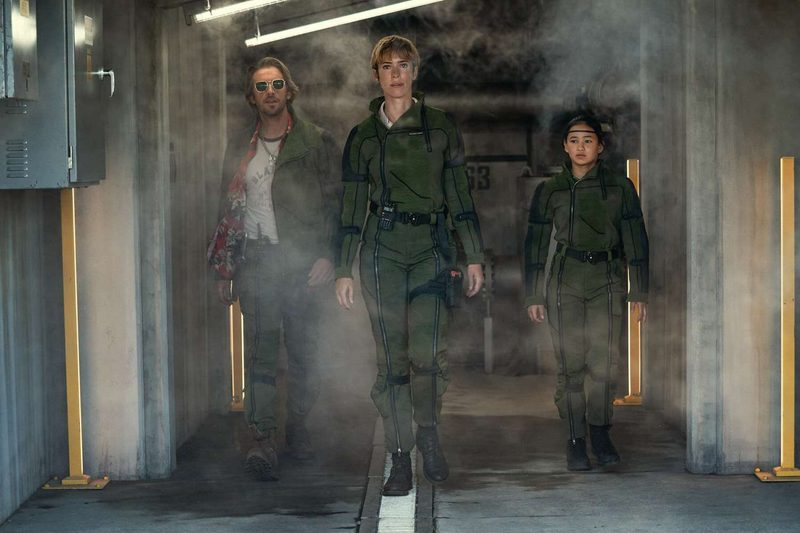 Rebecca Hall and the cast of Godzilla x Kong.