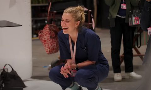 Director Greta Gerwig on the set of Barbie.