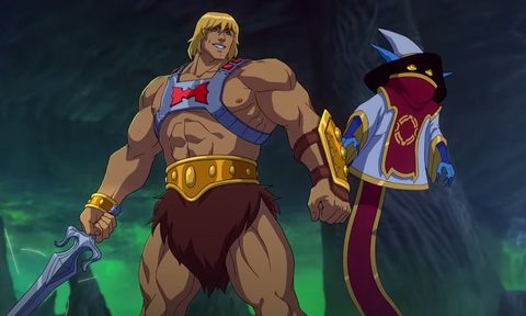 He-Man and Orko in a scene from Masters of the Universe: Revolution.