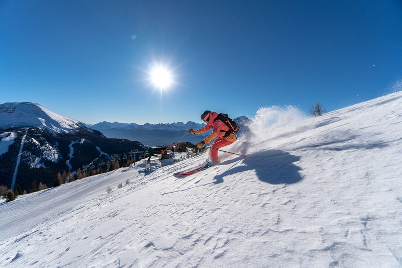 Skiing in the sun at Lake Louise