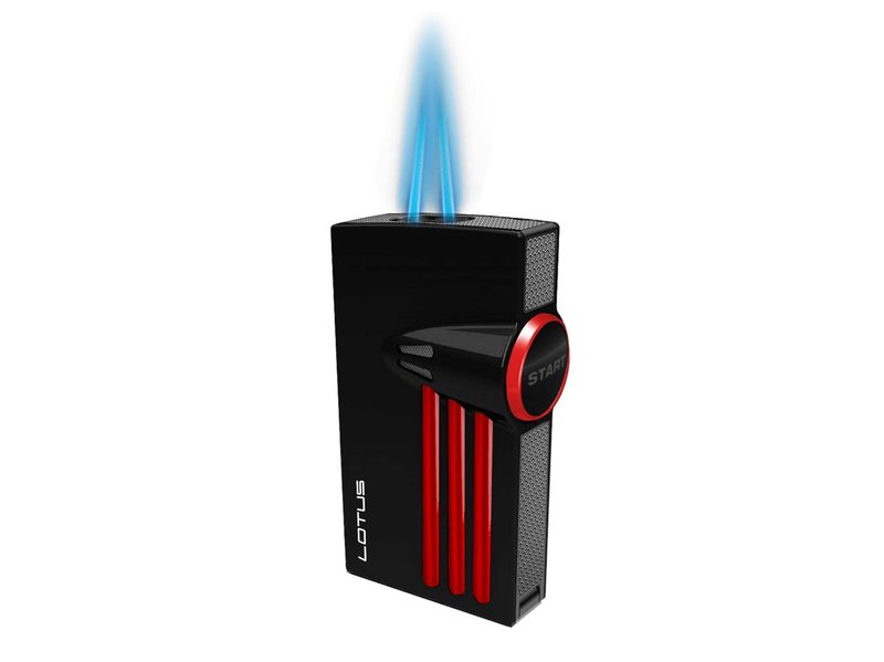 Lotus Orion dual torch lighter with flame