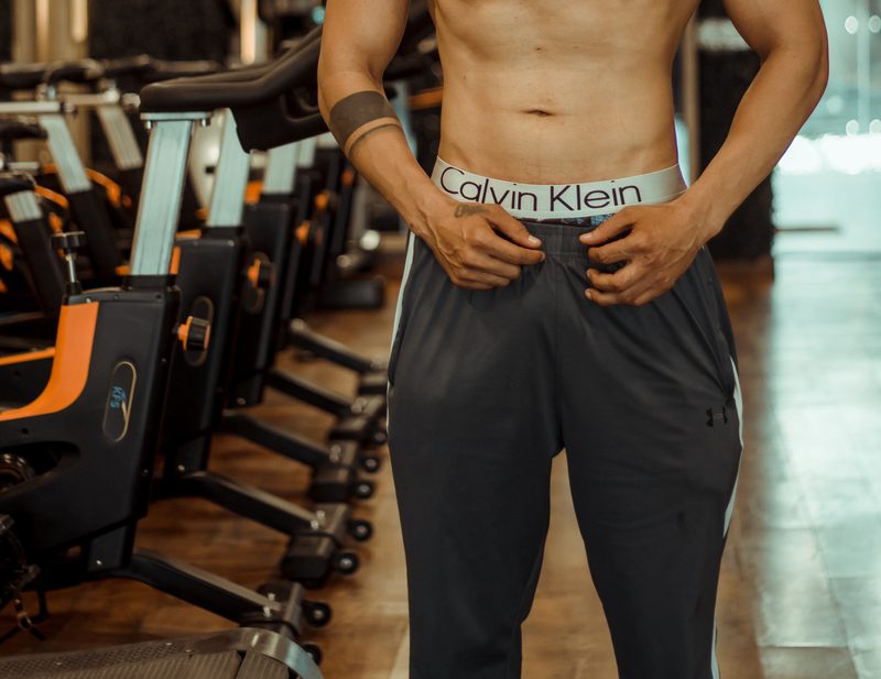 Man in sweatpants at the gym
