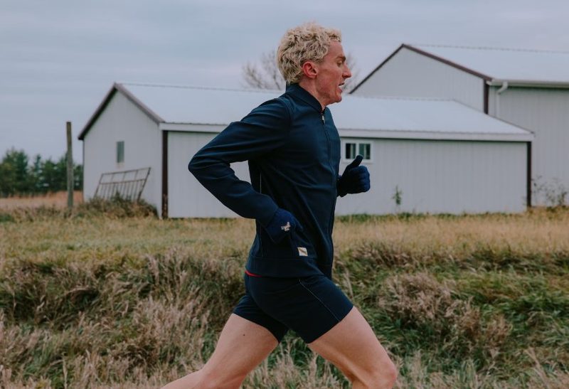 Man jogging in Tracksmith
