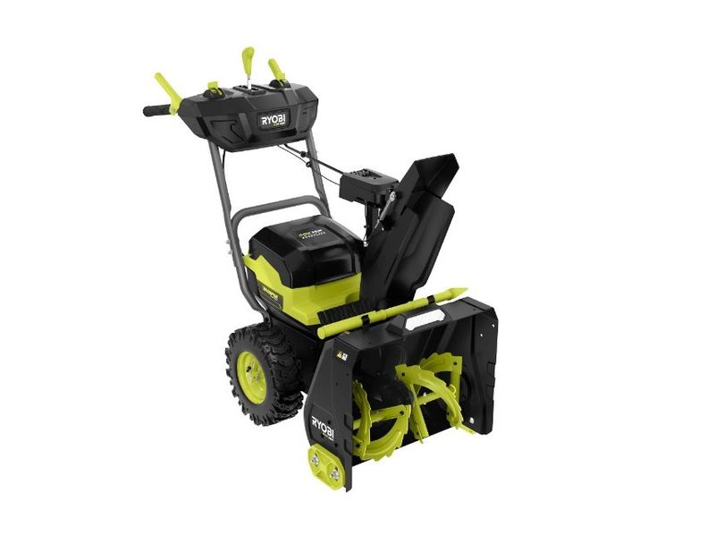A front view of the Ryobi 40V HP Whisper 22-inch snow blower.