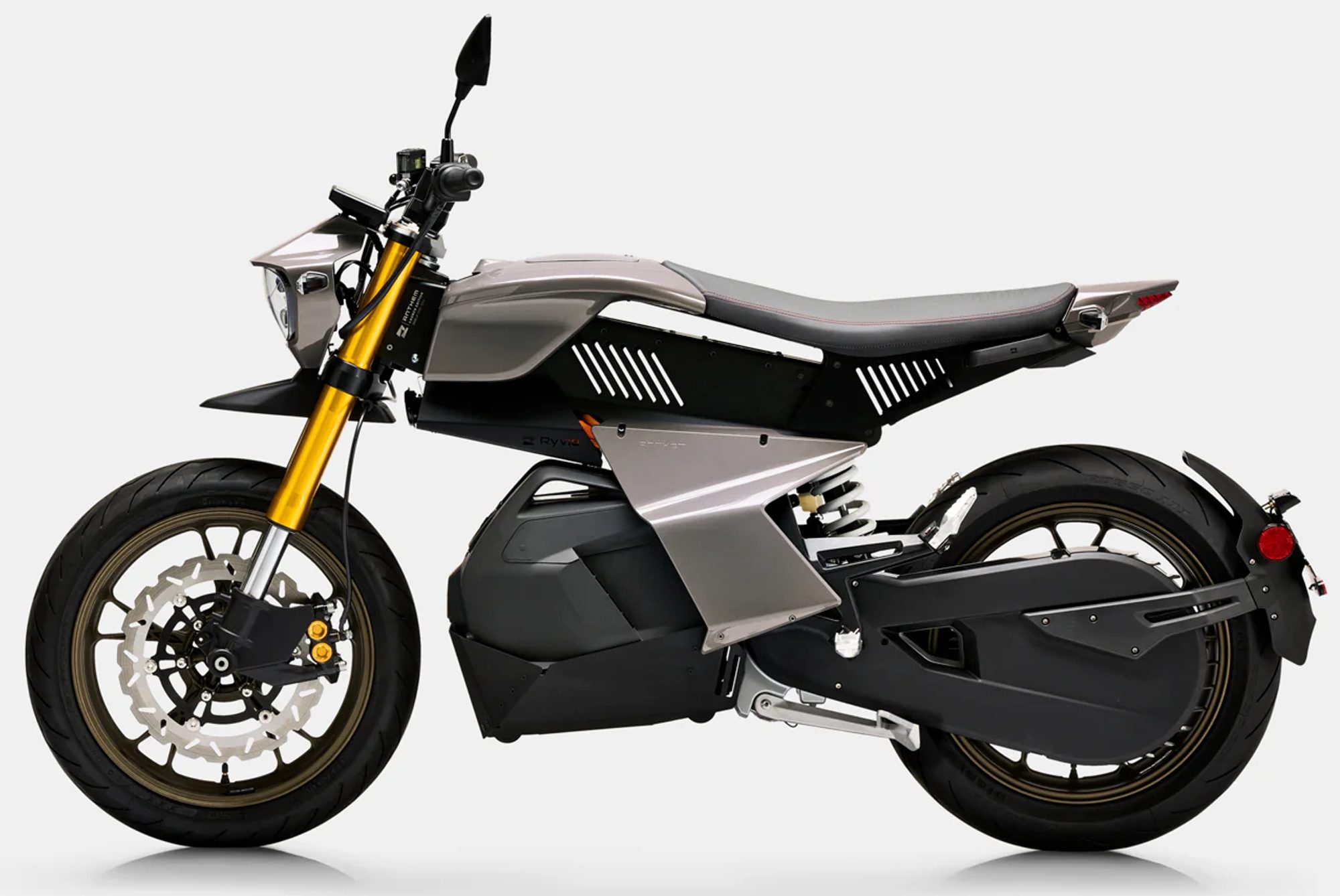 Ryvid Anthem electric motorcycle in Carbon Gray.