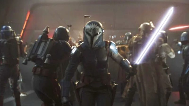 The Mandalorians go into battle in The Mandalorian season 3.