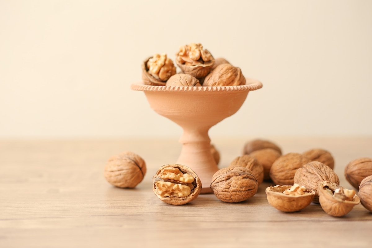 a bowl of walnuts