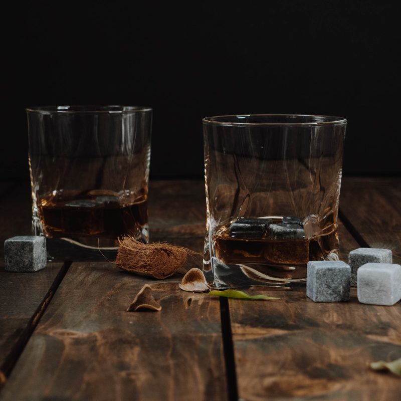 Whiskey with sugar cubes