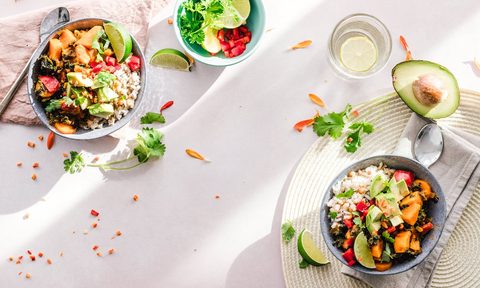 bowls of green food