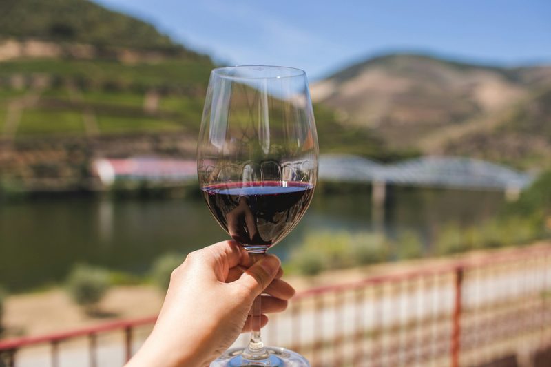Person holding red wine glass