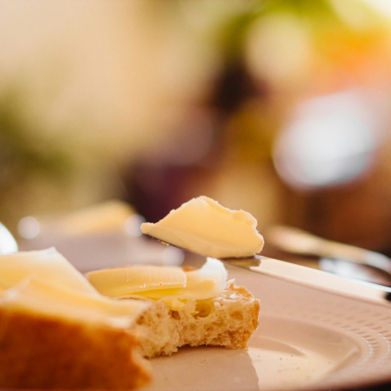 Close-up of butter on bread