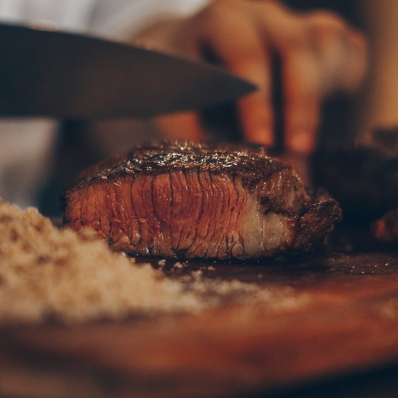 Steak on cutting board