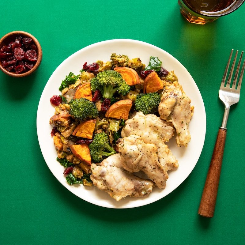 A healthy meal on green backdrop