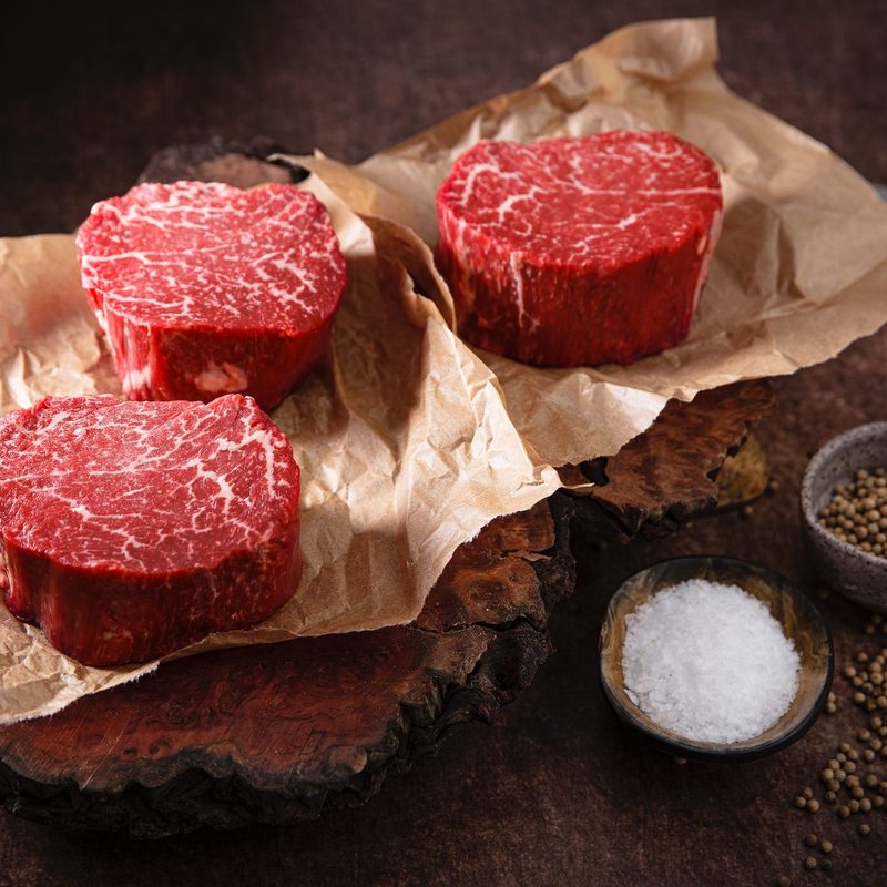 Raw steaks