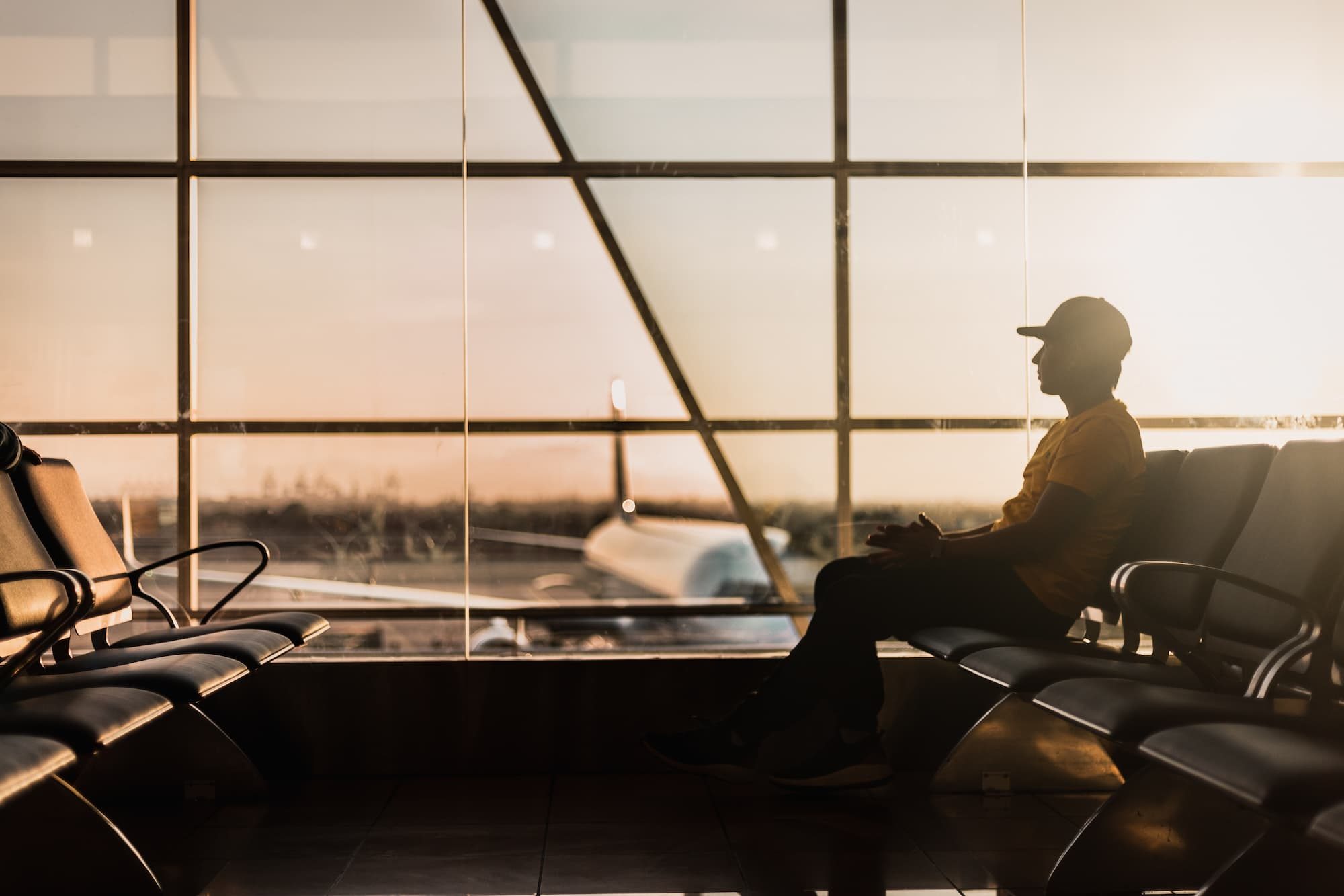 person sitting in airport