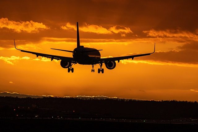 Plane at sunset