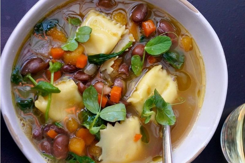 Pumpkin cranberry and bean soup.