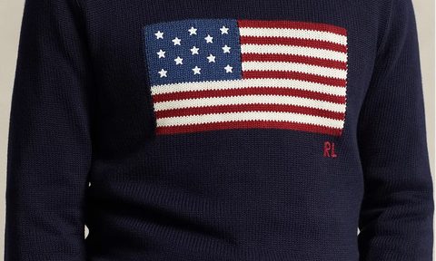 Ralph Lauren American Flag sweater on model
