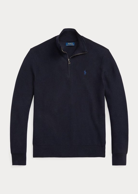 Ralph Lauren mesh knit quarter zip cotton sweater