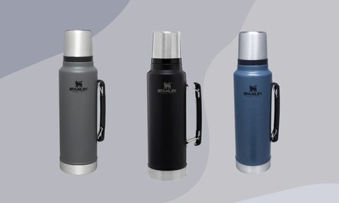 Stanley bottle against gray background