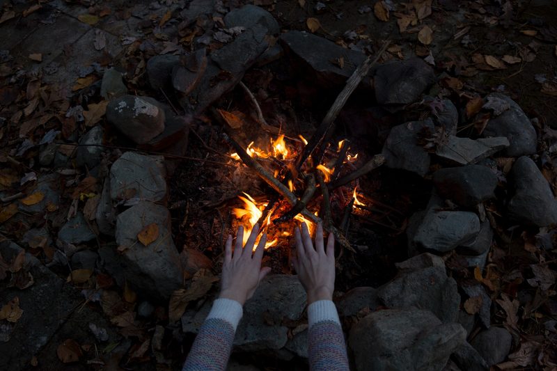 Campfire in the cold.