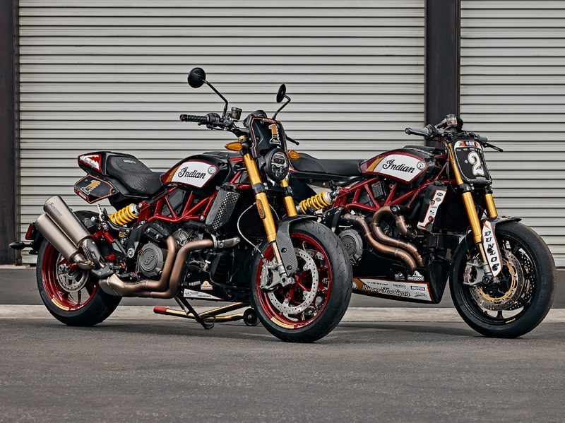 2024 Indian FTR x RSD Super Hooligan and an Indian FTR race bike.
