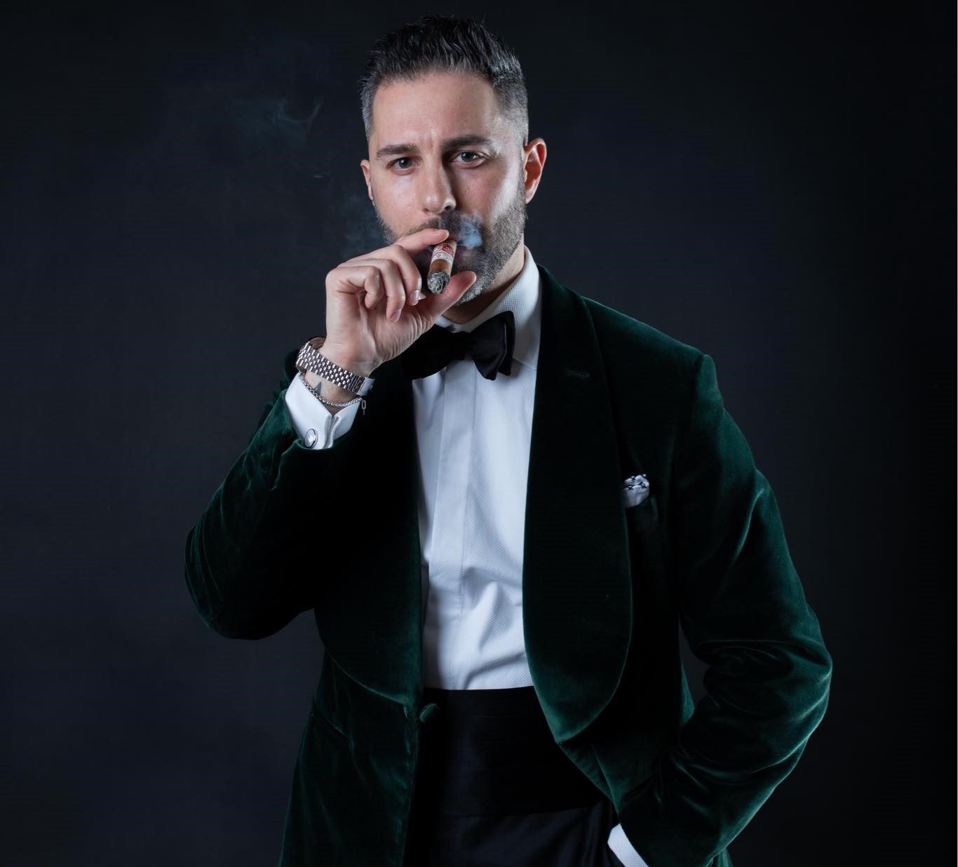 Man in shawl collar