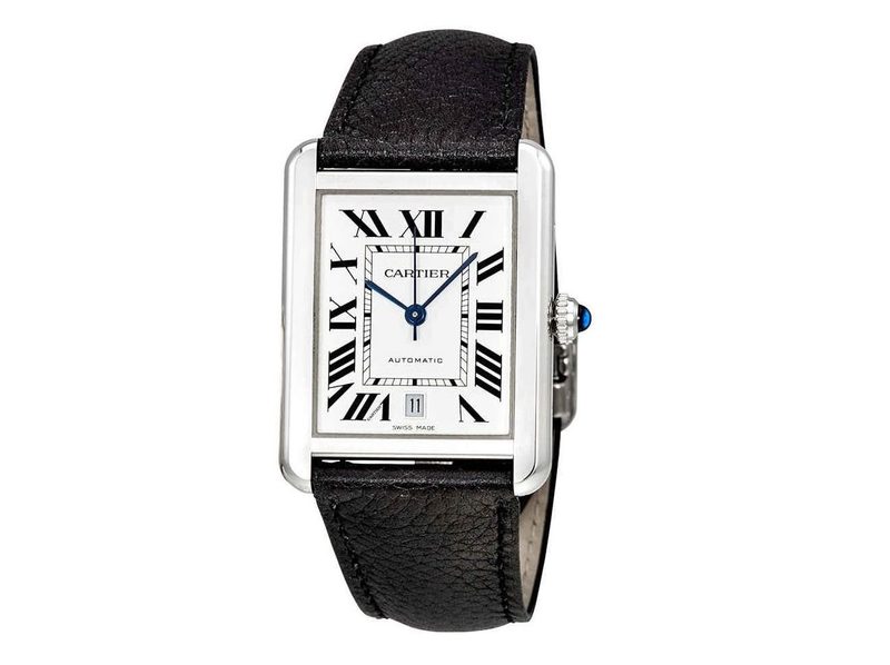 An image showing the face and band of the Cartier Tank Solo XL.