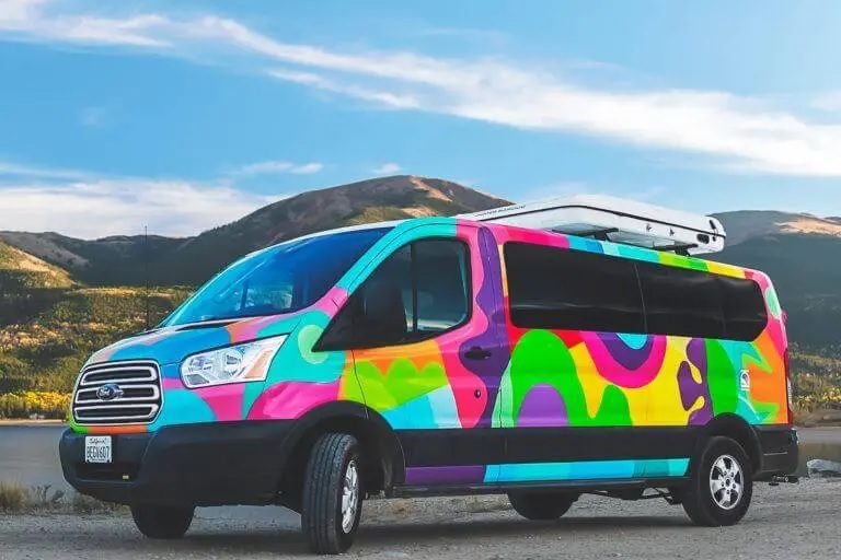 A hand-painted rental RV from Escape Campervans.