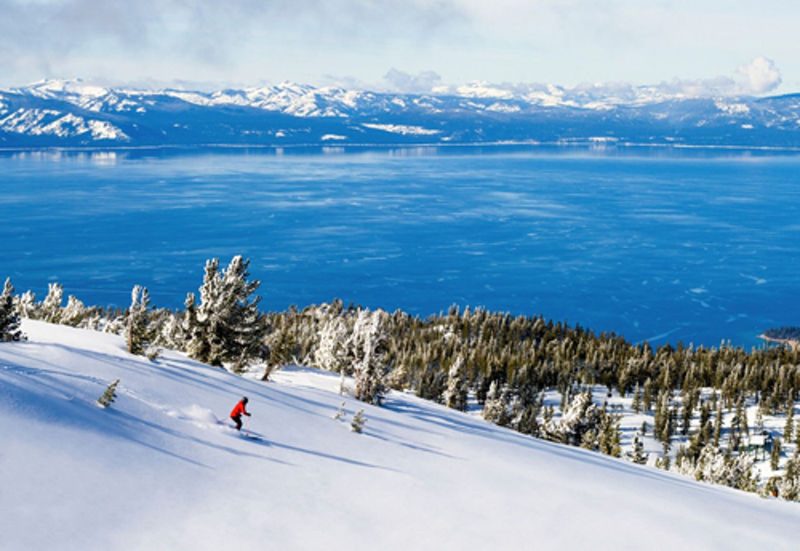 Powder skiing in Lake Tahoe at Heavenly Ski Resort