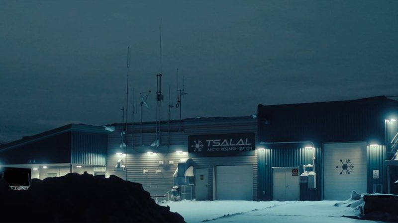 An establishing shot of Tsalal station from the first episode of True Detective: Night Country.