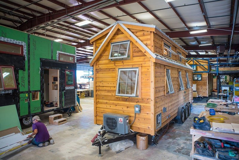A house from Tumbleweed being built.