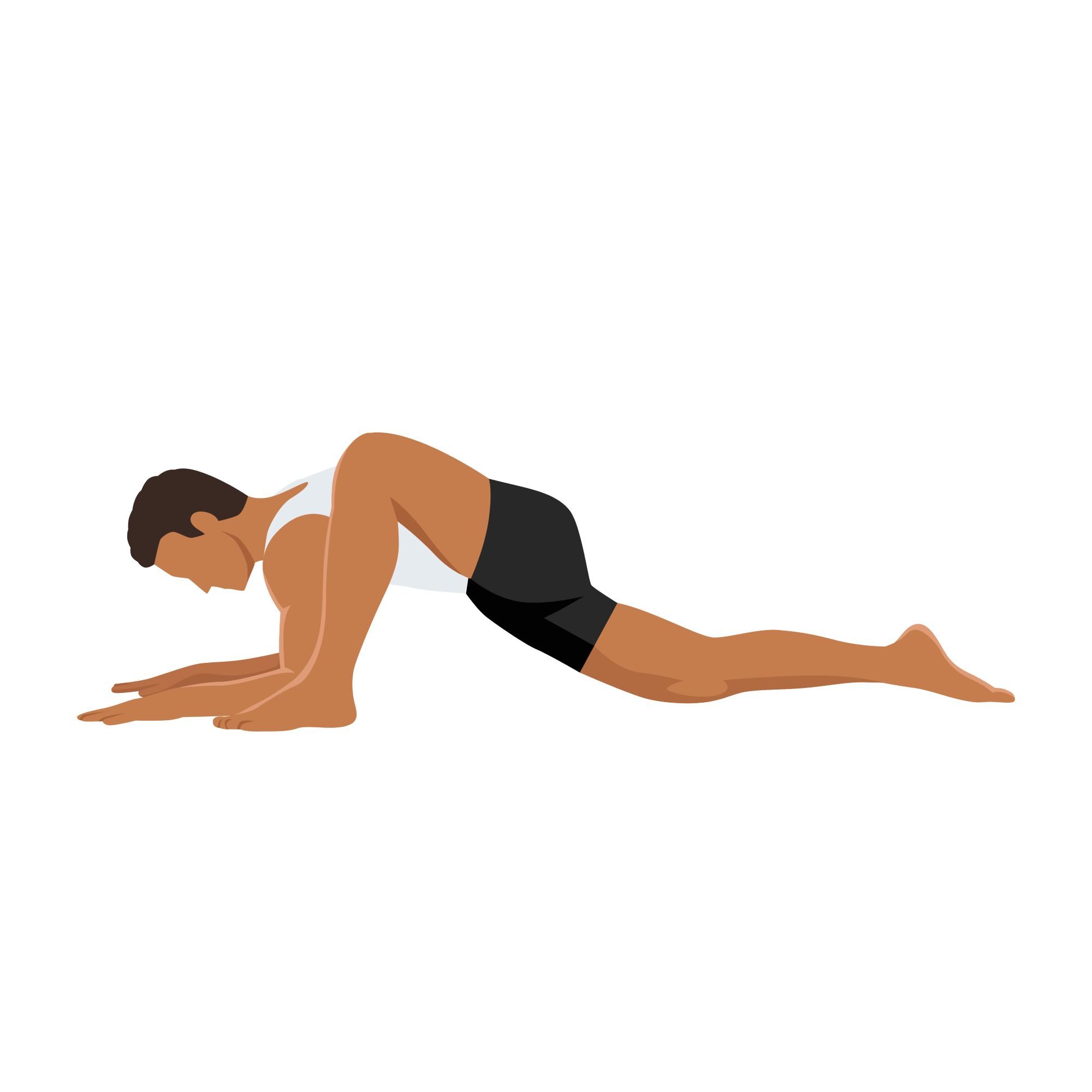 cartoon illustration animation drawing of man doing lizard yoga pose