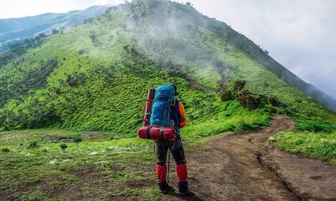 Backpacker on a trail
