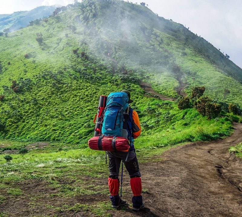 Backpacker on a trail